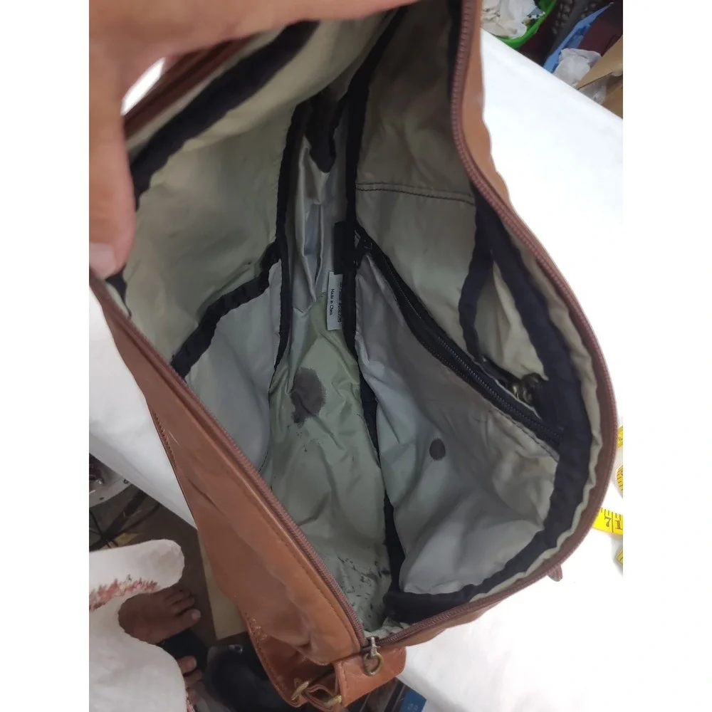 Vintage Ameribag Brown Leather Sling Bag Made in USA Healthy Back Pack Boho